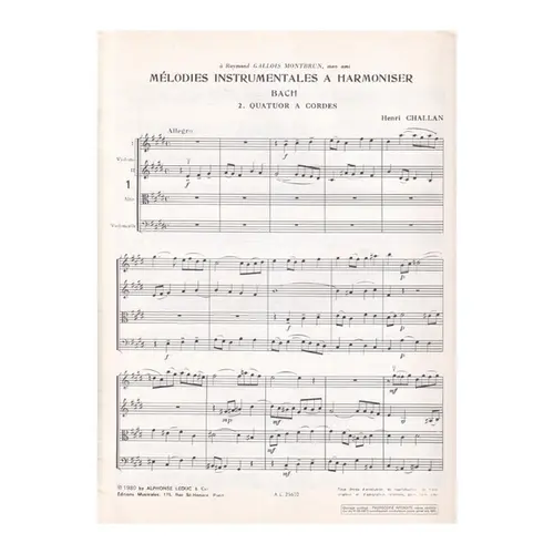 Mélodies Instrumentales a Harmoniser n.02 - Quatuor a cordes