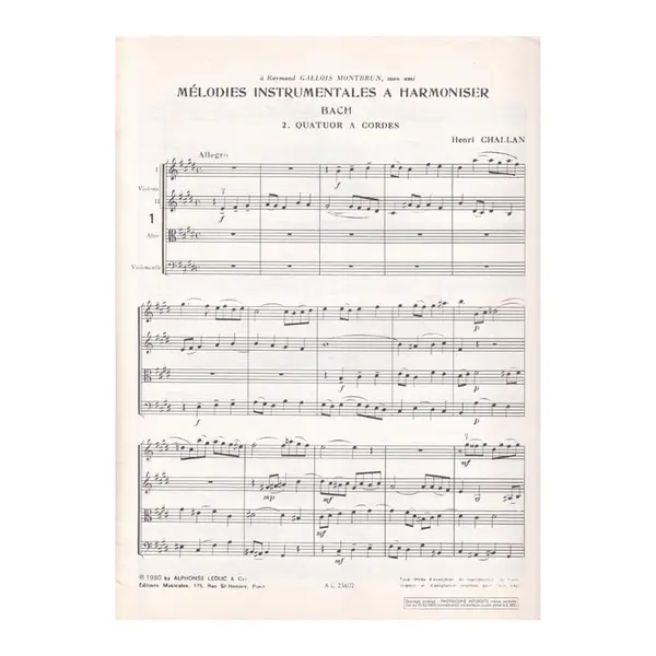 Mélodies Instrumentales a Harmoniser n.02 - Quatuor a cordes