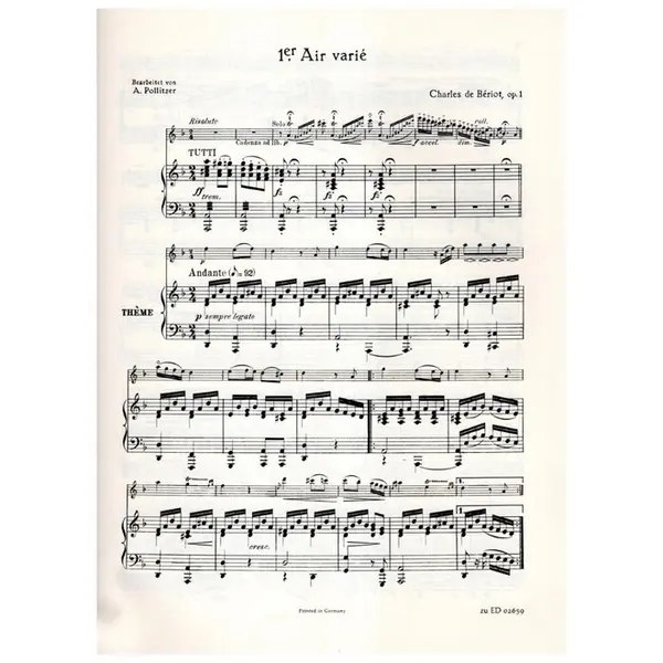1er Air Varie - Op.1  violino e piano