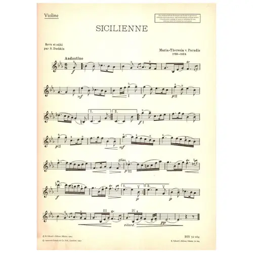 Sicilienne  - Violino und piano