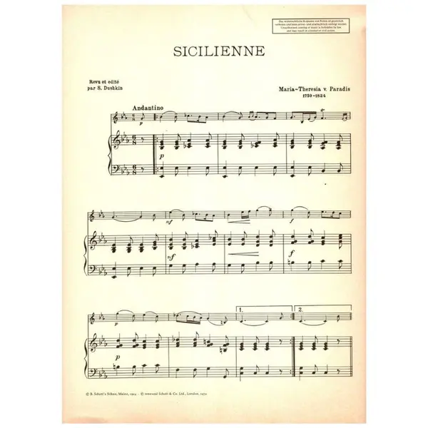 Sicilienne  - Violino und piano