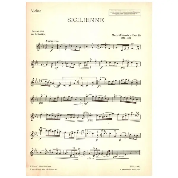 Sicilienne  - Violino und piano
