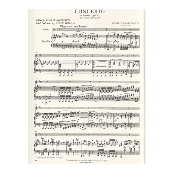 Concerto In D Major For Violin - Op.61