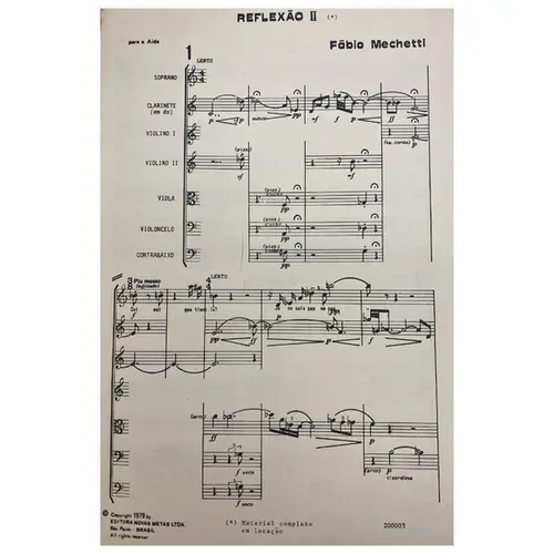 Reflexão II para Soprano, Clarinete e Orquestra de cordas
