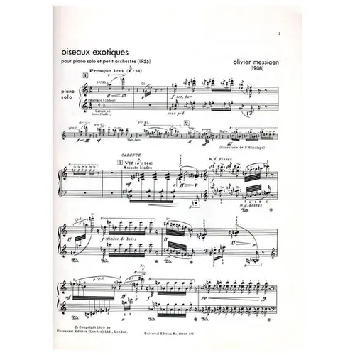 Oiseaux exotiques pour piano solo et petit orchestre