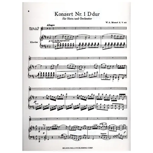 Concerto n. 1 in D Major for horn and piano - KV 412