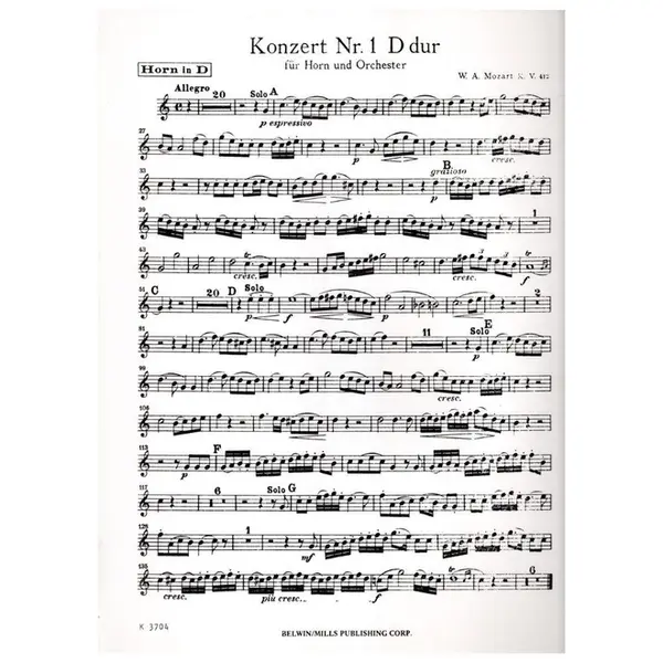Concerto n. 1 in D Major for horn and piano - KV 412