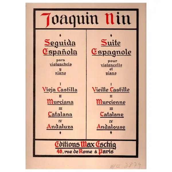 Suite Espagnole (Seguida Espanola) pour violoncelle et piano