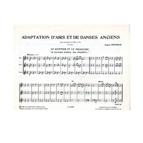 Adaptation d'airs et de Danses Anciens 6 pour Ensemble de Flûtes à bec