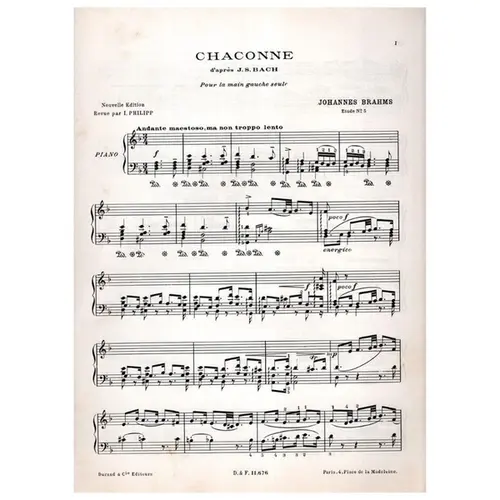 Etude n. 5 Chaconne d'apres J. S. Bach
