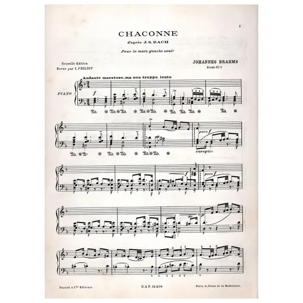 Etude n. 5 Chaconne d'apres J. S. Bach
