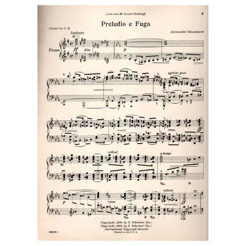 Preludio e Fuga in e  minor for piano