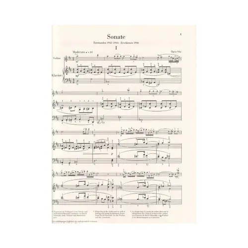 Violin Sonata no. 2 in D major op. 94a