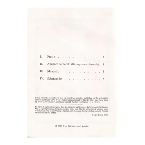 String Quartet F Maj. Op.3 N.5