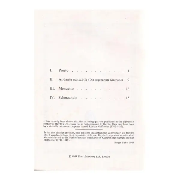 String Quartet F Maj. Op.3 N.5