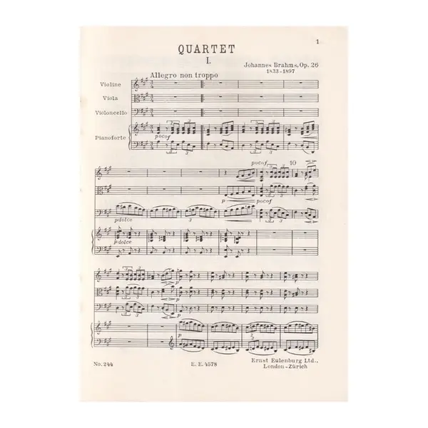 Piano Quartet A Major - Op.26 (partitura de bolso)
