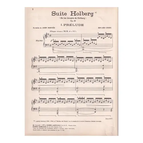 Suite Holberg para piano - Op.40