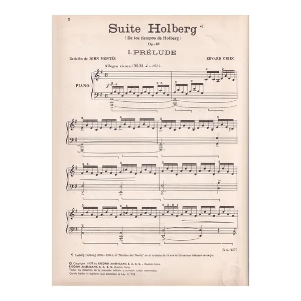 Suite Holberg para piano - Op.40