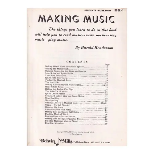 Making Music an aprroach to Classroom music - Vol.1- Students Workbook