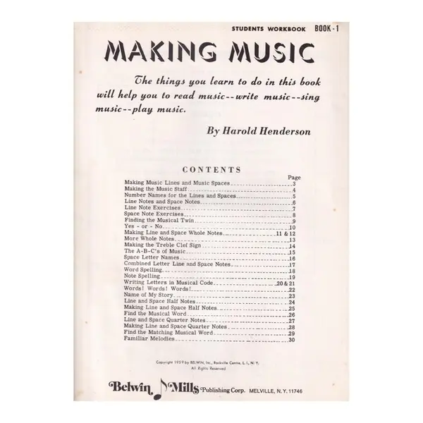 Making Music an aprroach to Classroom music - Vol.1- Students Workbook