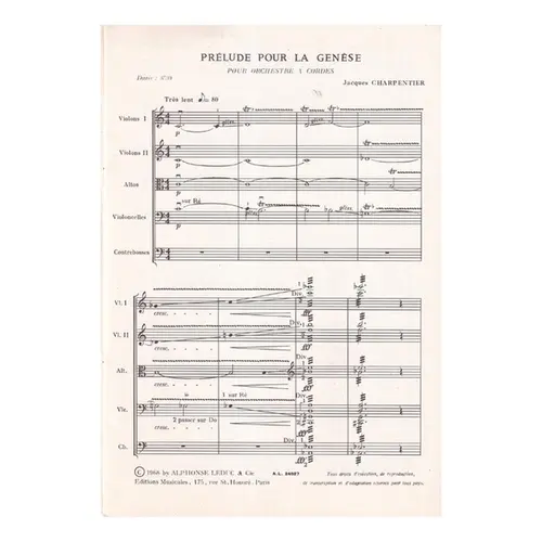 Prélude pour la Genese pour orchestre a cordes