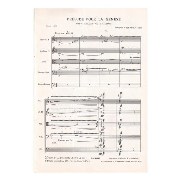 Prélude pour la Genese pour orchestre a cordes