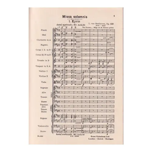 Missa Solemnis D Maj - Op.123 (partitura de bolso) Capa Dura