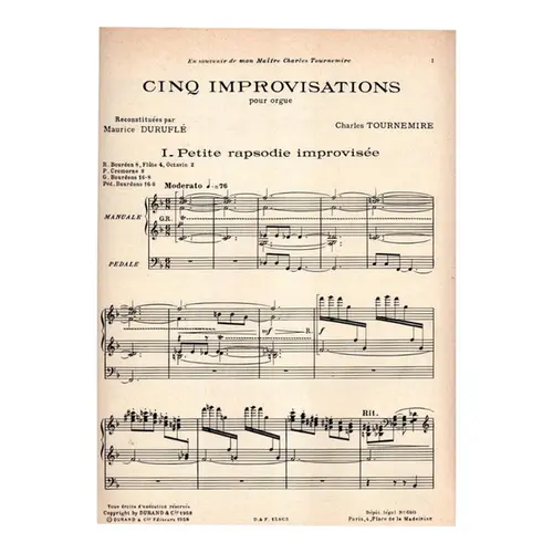 Cinq Improvisations pour orgue vol.2