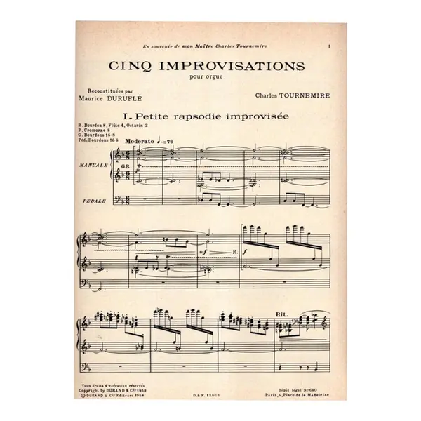 Cinq Improvisations pour orgue vol.2