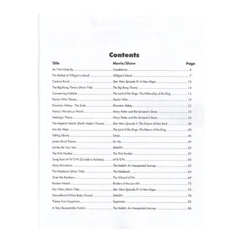 Top-Requested Movie & TV Sheet Music