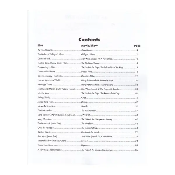 Top-Requested Movie & TV Sheet Music