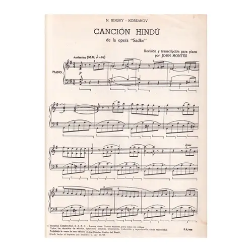 Cancion Hindu Sadko De La Opera Sadko