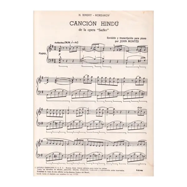 Cancion Hindu Sadko De La Opera Sadko