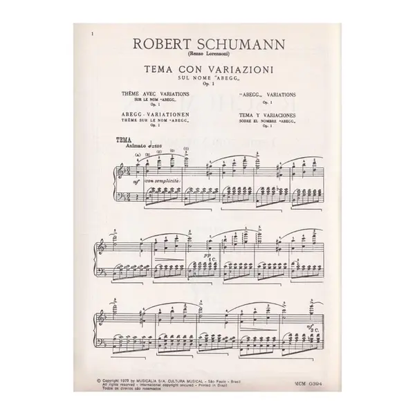 Tema Com Variações S/Nome Abegg - Op.1