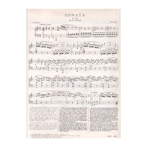Sonata Kv 280 Em Fa Maior (Casella)