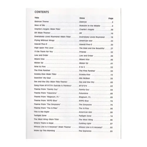 Television Sheet Music Hits