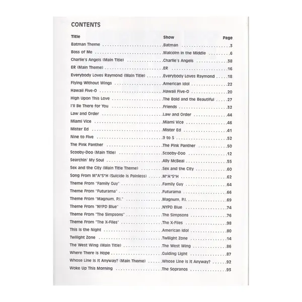 Television Sheet Music Hits
