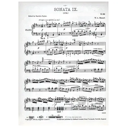 Sonata N.9 In D - KV 311