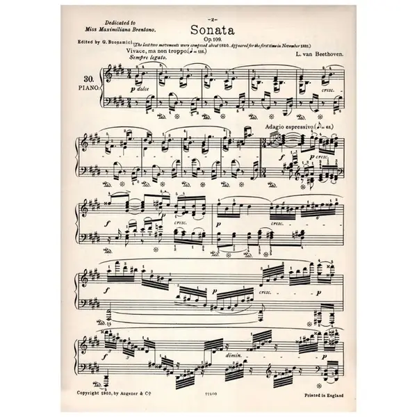 Sonata n. 30 op. 109 E major