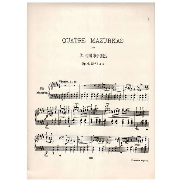 Mazurka N.3/4 - Op.6 N.3 E 4 In E / E Flat Min