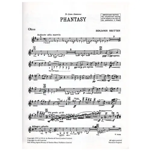 Phantasy Quartet for Oboe and Strings - partes