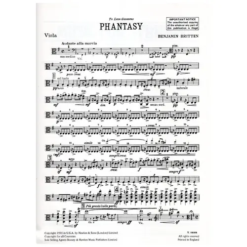 Phantasy Quartet for Oboe and Strings - partes
