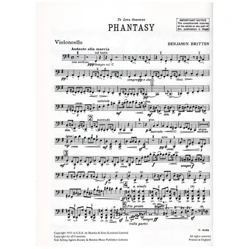 Phantasy Quartet for Oboe and Strings - partes