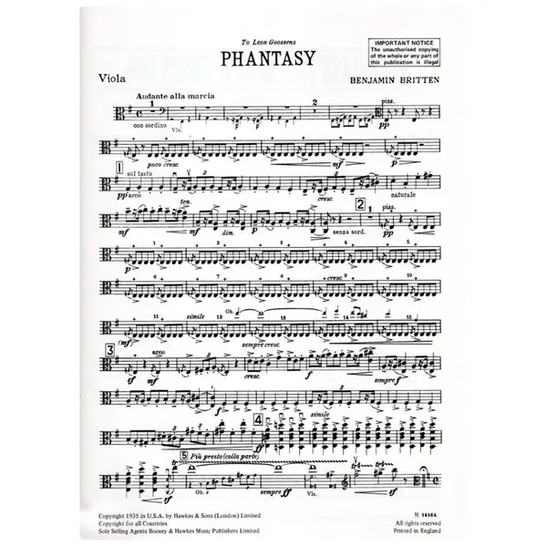 Phantasy Quartet for Oboe and Strings - partes