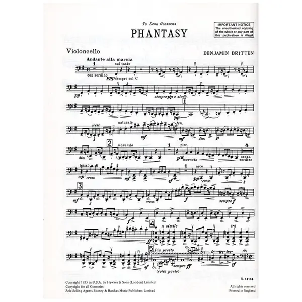 Phantasy Quartet for Oboe and Strings - partes