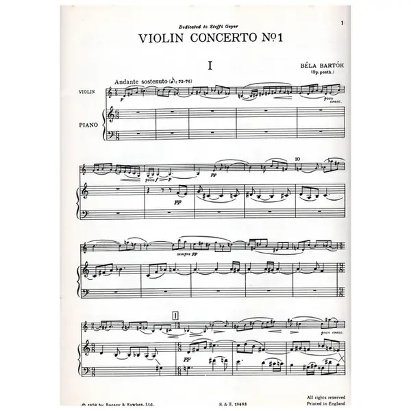 Violin Concerto N.1 - Op.Post - violino and piano