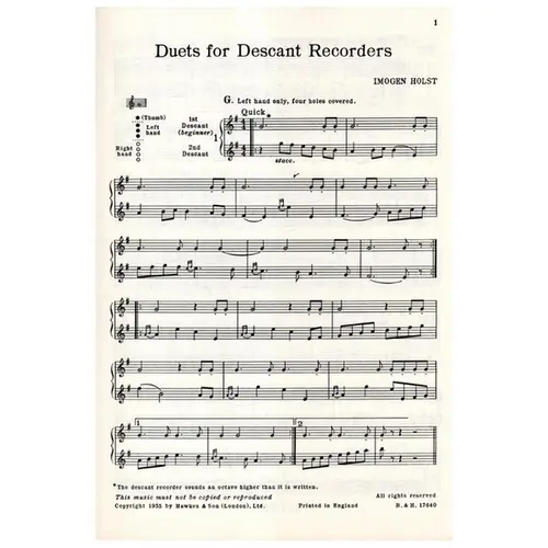 Duets for descant recorders