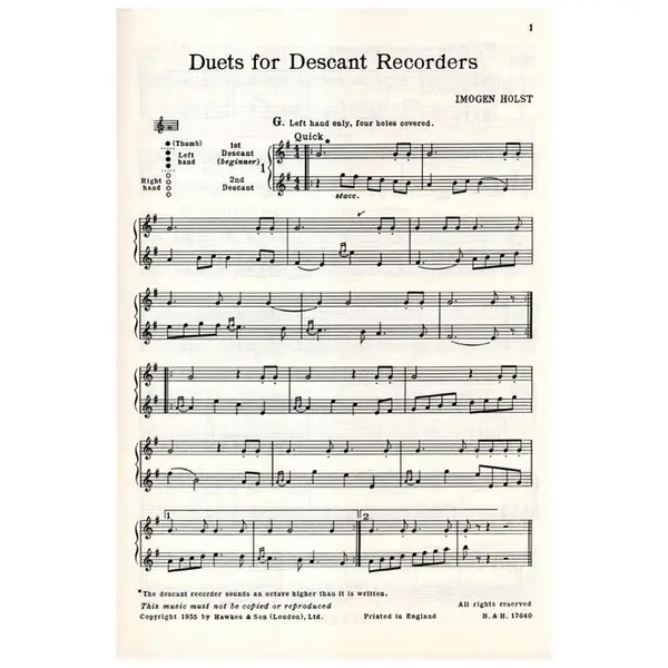Duets for descant recorders