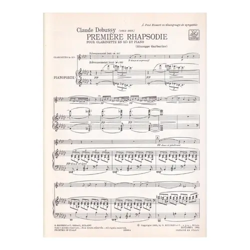 Premiere Rhapsodie P.Clarinette