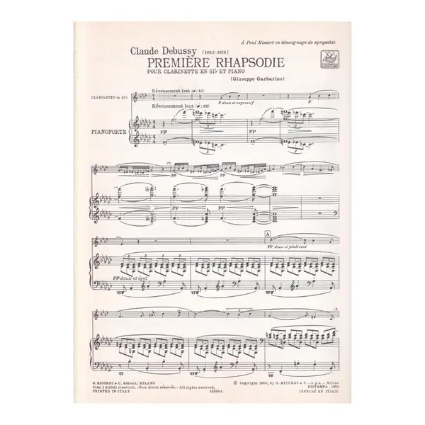 Premiere Rhapsodie P.Clarinette